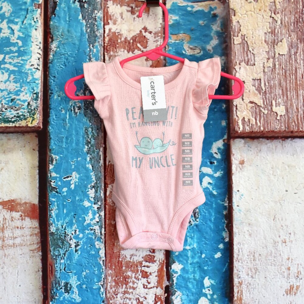 Baby Girl's Carter's Peas Out Collectible Bodysuit Short Sleeve NEWBORN Pink